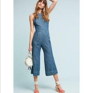 ANTHROPOLOGIE PILCRO AND THE LETTERPRESS LUCILLE DENIM JUMPSUIT/BIBS